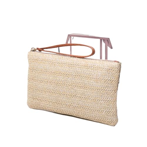 Damen Webtasche Wristlet Clutch Damen Tägliche Geld Telefon Clutch Solide Stroh gewebte Geldbörse Strand Brieftasche Kartenhalter Für den Abend, Feiertage(Khaki) von LXLAEOANG