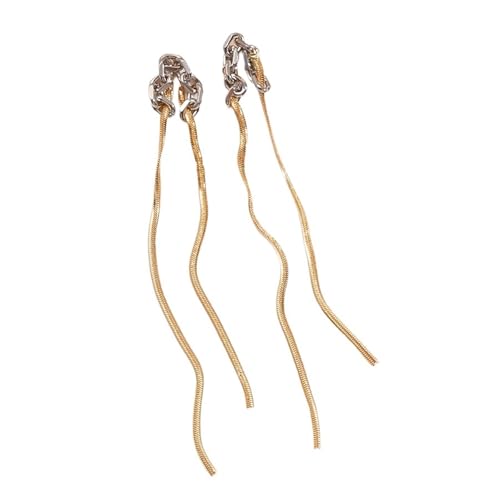 Flache Schlangenketten-Quasten-Ohrringe for Frauen, lange Ketten, Anhänger, minimalistisches Hängedekor aus Edelstahl(Style8) von LXLAEOANG