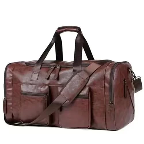 Große Kapazität Business Herren Reisehandtaschen Retro PU Leder Reisegepäck Pack Outdoor Schulter Reisetasche for Männer(Coffee 1) von LXLAEOANG