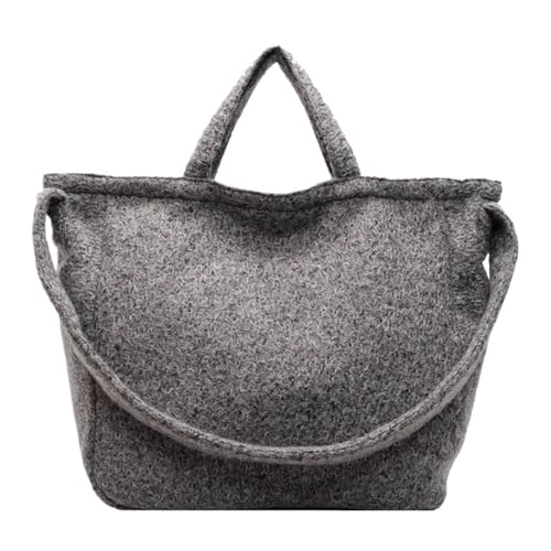 Handheld Fashion Casual Plüsch Tasche 2024 Winter Neue Große Kapazität Mode Tote Arbeit Pendler Schulter Le Paquet Tot(GRAY) von LXLAEOANG