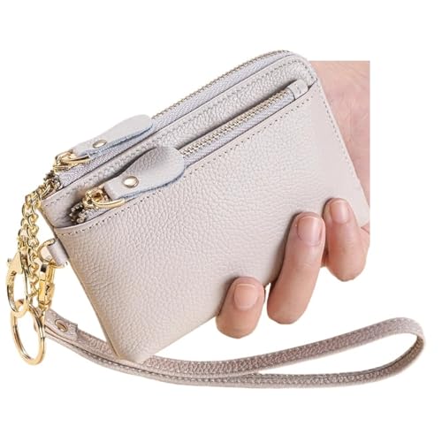 LXLAEOANG Damen-Geldbörse mit Reißverschlusstasche, Mini-Geldbörse mit Geldkartenfächern, Reißverschluss um den Armband-Schlüsselanhänger Für den Abend, Feiertage(Beige) von LXLAEOANG