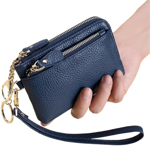 LXLAEOANG Damen-Geldbörse mit Reißverschlusstasche, Mini-Geldbörse mit Geldkartenfächern, Reißverschluss um den Armband-Schlüsselanhänger Für den Abend, Feiertage(Blue) von LXLAEOANG