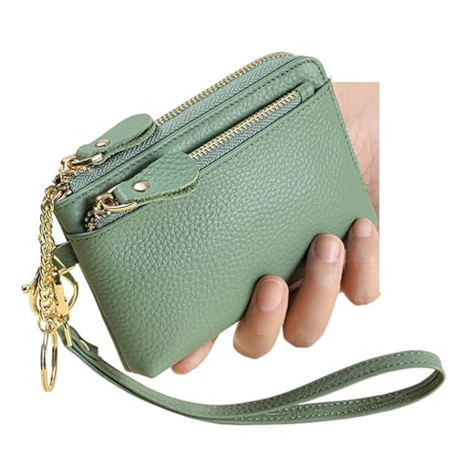 LXLAEOANG Damen-Geldbörse mit Reißverschlusstasche, Mini-Geldbörse mit Geldkartenfächern, Reißverschluss um den Armband-Schlüsselanhänger Für den Abend, Feiertage(Green) von LXLAEOANG
