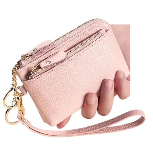 LXLAEOANG Damen-Geldbörse mit Reißverschlusstasche, Mini-Geldbörse mit Geldkartenfächern, Reißverschluss um den Armband-Schlüsselanhänger Für den Abend, Feiertage(Pink) von LXLAEOANG