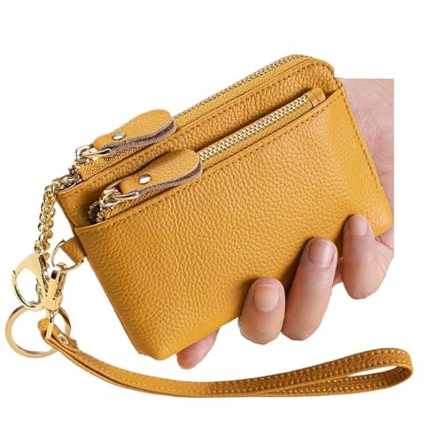 LXLAEOANG Damen-Geldbörse mit Reißverschlusstasche, Mini-Geldbörse mit Geldkartenfächern, Reißverschluss um den Armband-Schlüsselanhänger Für den Abend, Feiertage(Yellow) von LXLAEOANG