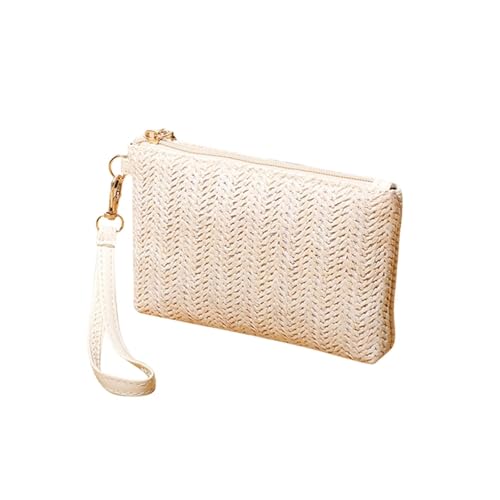 LXLAEOANG Damen Gewebte Tasche Wristlet Clutch Mittellang Lang Tagesgeldbörse Handy Münzfach Strandgeldbörse Kartenhalter Haushalt Für den Abend, Feiertage(Beige) von LXLAEOANG