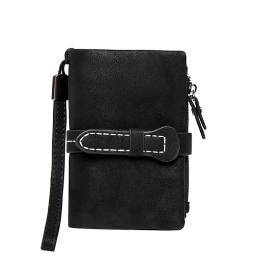 LXLAEOANG Damen Kleine Bifold Leder Geldbörse Damen Armband mit Kartenhalter Fenster Münzbörse Für den Abend, Feiertage(Black) von LXLAEOANG