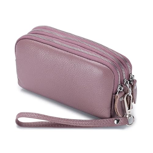 LXLAEOANG Damen Lange Geldbörse 3-lagig Reißverschluss Geldbörse Tasche Große Kapazität Armband Clutch Geldbörsen Handytasche Geldbeutel Für den Abend, Feiertage(PURPLE) von LXLAEOANG