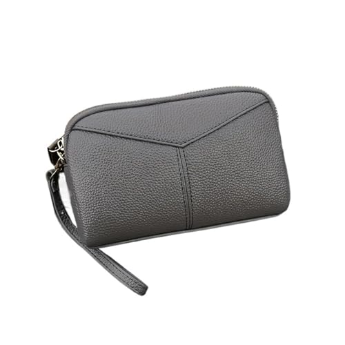LXLAEOANG Einfarbige Clutch for Damen, modische Geldbörse mit Handgelenksriemen, schlichte Geldbörse aus veganem Leder, Handytasche Für den Abend, Feiertage(Gray) von LXLAEOANG