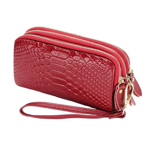 LXLAEOANG Frauen Brieftasche Lange Zipper Armband Tasche Dame Kupplung Geldbörse Handy Tasche Geld Clip Für den Abend, Feiertage(Red) von LXLAEOANG