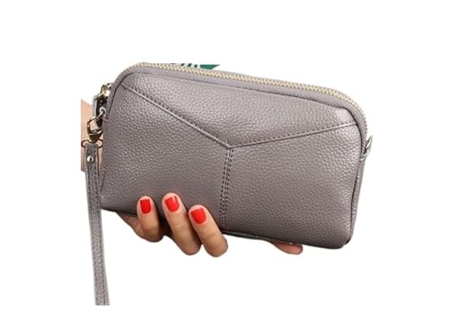 LXLAEOANG Frauen Lange Clutch Taschen Dame Geldbörse Weiblichen Reißverschluss Armband Brieftasche Handytasche Für den Abend, Feiertage(GRAY) von LXLAEOANG