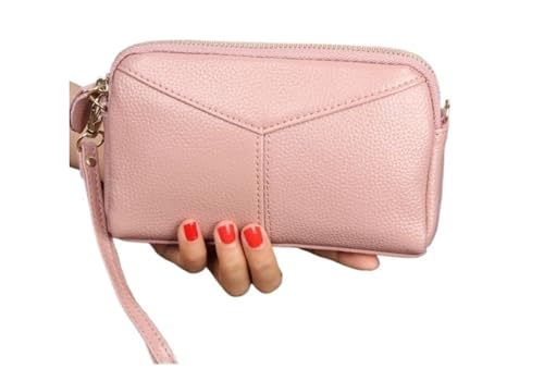 LXLAEOANG Frauen Lange Clutch Taschen Dame Geldbörse Weiblichen Reißverschluss Armband Brieftasche Handytasche Für den Abend, Feiertage(Pink) von LXLAEOANG