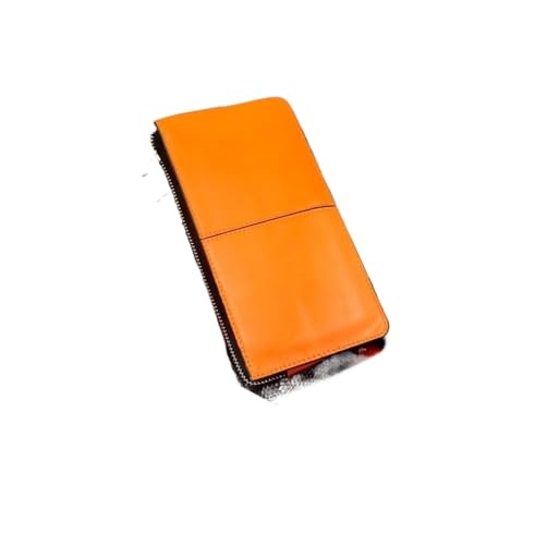 LXLAEOANG Frauen Öl Wachs Leder Reißverschluss Clutch Geldbörse Damen Geldbörse Lady Multifunktions-Telefontasche Für den Abend, Feiertage(Orange) von LXLAEOANG