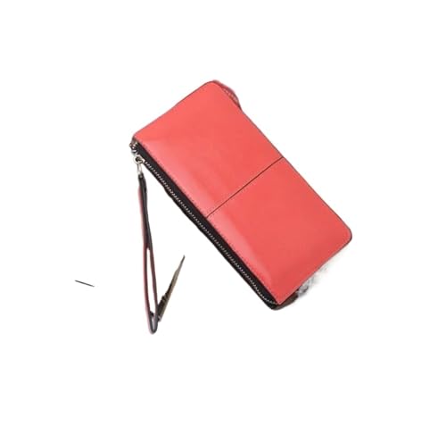LXLAEOANG Frauen Öl Wachs Leder Reißverschluss Clutch Geldbörse Damen Geldbörse Lady Multifunktions-Telefontasche Für den Abend, Feiertage(Red1) von LXLAEOANG