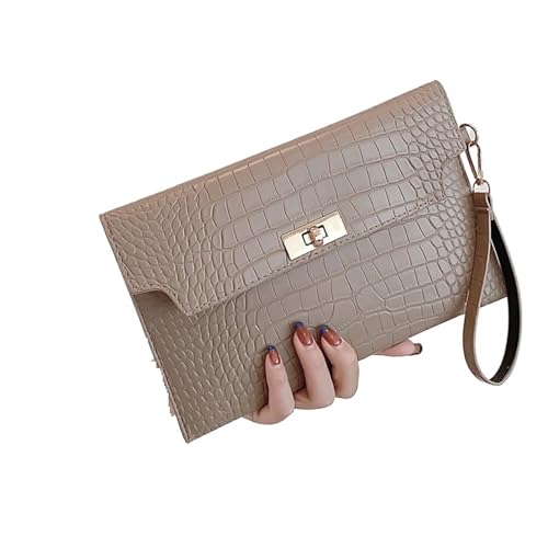 LXLAEOANG Frauen Stein Muster Handtasche Und Geldbörse PU Leder Hochzeit Party Abend Tasche Dame Wristlet Clutch Tasche Weibliche Hülle Tasche Für den Abend, Feiertage(Khaki) von LXLAEOANG