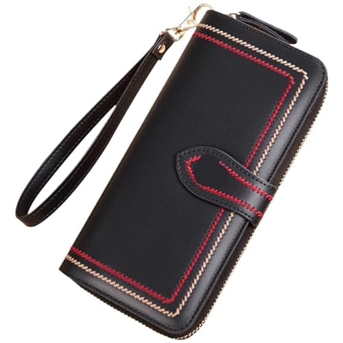 LXLAEOANG Geldbörsen Damen Clutch Damen Geldbörsen Lange Geldbeutel Reißverschluss Münzarmband Telefon Haspe Kartenhalter Für den Abend, Feiertage(Black) von LXLAEOANG