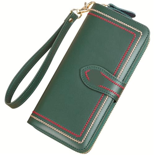 LXLAEOANG Geldbörsen Damen Clutch Damen Geldbörsen Lange Geldbeutel Reißverschluss Münzarmband Telefon Haspe Kartenhalter Für den Abend, Feiertage(Green) von LXLAEOANG
