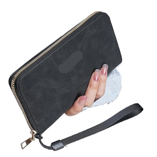 LXLAEOANG Große Kapazität Damen Lange Brieftasche Reißverschluss Clutches Geldbörse Telefon Kartenhalter Dame Handy Armband Handtasche Für den Abend, Feiertage(Black) von LXLAEOANG
