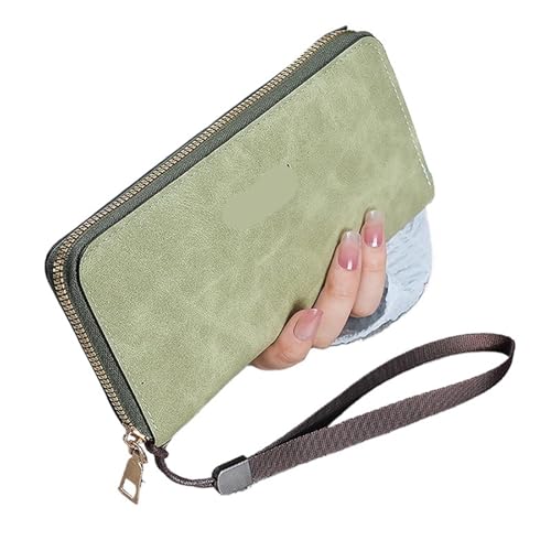 LXLAEOANG Große Kapazität Damen Lange Brieftasche Reißverschluss Clutches Geldbörse Telefon Kartenhalter Dame Handy Armband Handtasche Für den Abend, Feiertage(Green) von LXLAEOANG