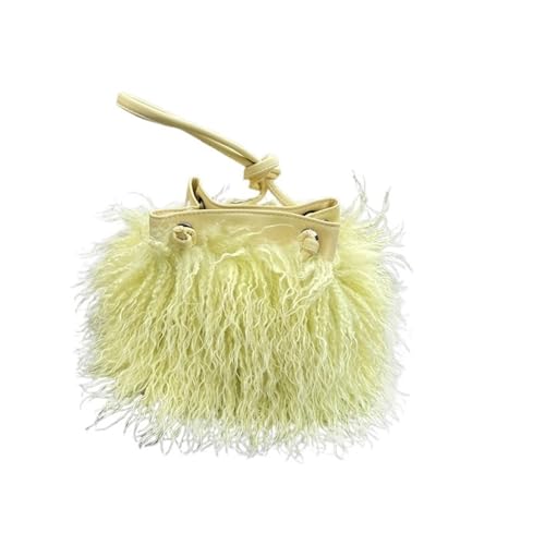 LXLAEOANG Imitation Wolle Damen Plüsch Schultertaschen Mädchen Kunstpelz Kordelzug Eimer Tasche Weibliche Pelzigen Geldbörse Tote Handtaschen(Light yellow) von LXLAEOANG