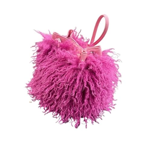 LXLAEOANG Imitation Wolle Damen Plüsch Schultertaschen Mädchen Kunstpelz Kordelzug Eimer Tasche Weibliche Pelzigen Geldbörse Tote Handtaschen(Rose) von LXLAEOANG