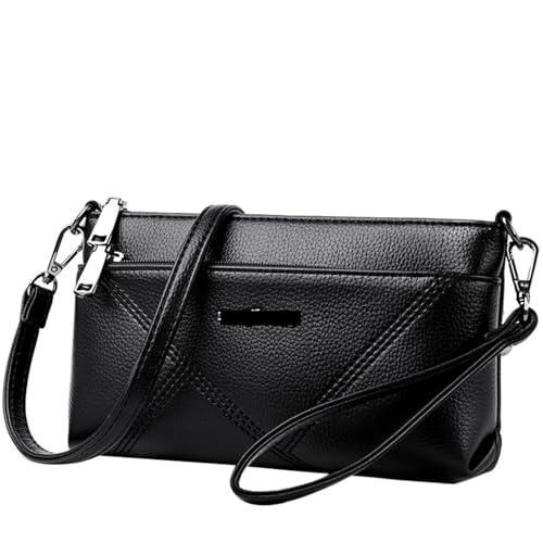 LXLAEOANG Kleine Umhängetasche Damen Tote Schultertasche Einfarbig Clutch Damentaschen for Damen Geldbörsen und Handtaschen Für den Abend, Feiertage(Black) von LXLAEOANG