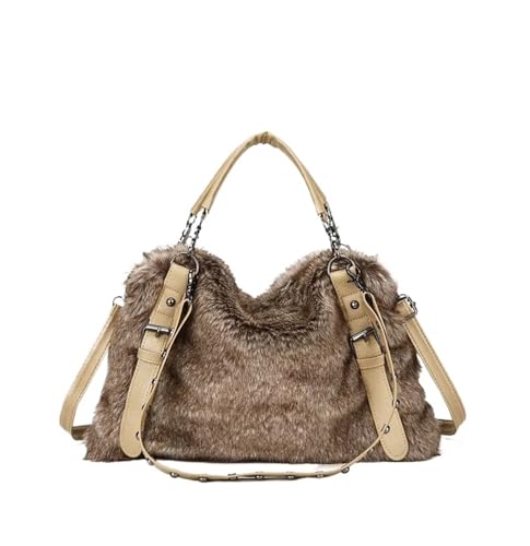 LXLAEOANG Kunstpelz Totes Schultertaschen Frauen Winter Plüsch Messenger Bag Handtasche und Geldbörse Warme Schulranzen Clutch von LXLAEOANG