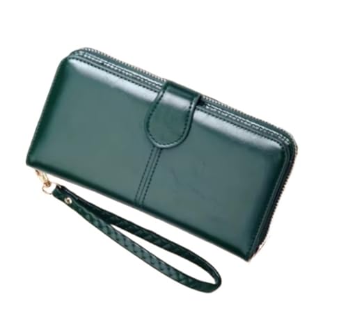 LXLAEOANG Lange Clutch mit Reißverschluss, Damen-Geldbörse aus PU-Leder, lässiger tragbarer praktischer Kartenhalter Für den Abend, Feiertage(Green) von LXLAEOANG
