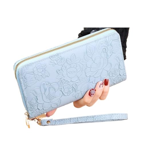 LXLAEOANG Lange Geldbörse for Damen mit Reißverschluss und Clutch und Münzfach for Damen Für den Abend, Feiertage(Blue) von LXLAEOANG