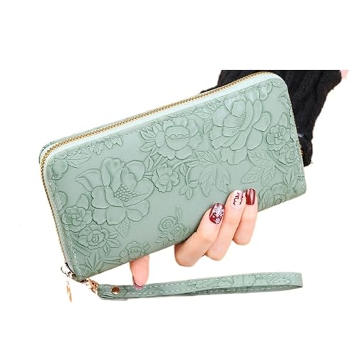 LXLAEOANG Lange Geldbörse for Damen mit Reißverschluss und Clutch und Münzfach for Damen Für den Abend, Feiertage(Green) von LXLAEOANG
