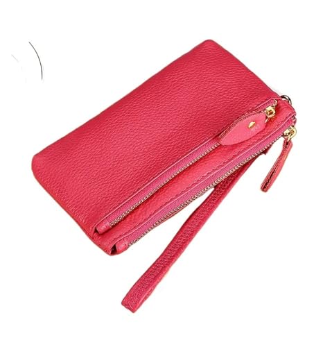 LXLAEOANG Leder Damen Wristlet Clutch Tasche Multifunktionale Geldbörsen Geldbörse Reißverschluss Kartenhalter Geldklammer Handytasche Für den Abend, Feiertage(Red1,17.5X10X0.8 CM) von LXLAEOANG