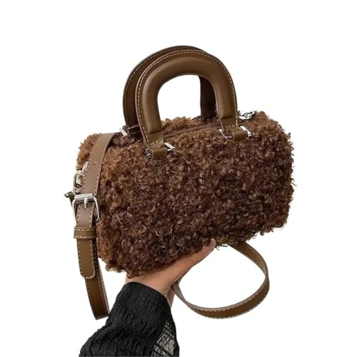 LXLAEOANG Modische Lammfell Handtasche Damen Umhängetasche Crossbody Bag Winter Handheld(Red) von LXLAEOANG
