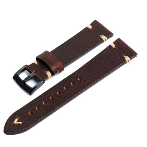LXLAEOANG PU Leather Watch Straps Vintage Distressed Leather Smart Watch Band 18mm 20mm 22mm Men Watch Accessories(Dark brown-Black,22mm) von LXLAEOANG