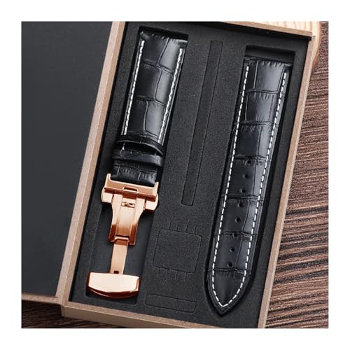 LXLAEOANG PU Leather Watch Straps with Box WatchBand 14mm 16mm 18mm 20mm 21mm 22mm 24mm Watch Bracelet Butterfly Clasp Wristband Belt(Color 16,19mm) von LXLAEOANG