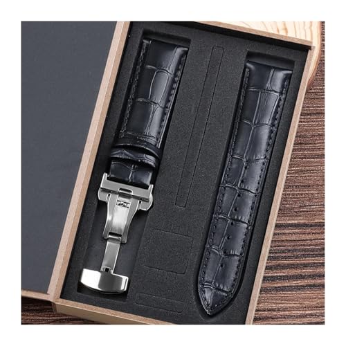 LXLAEOANG PU Leather Watch Straps with Box WatchBand 14mm 16mm 18mm 20mm 21mm 22mm 24mm Watch Bracelet Butterfly Clasp Wristband Belt(Color 17,19mm) von LXLAEOANG