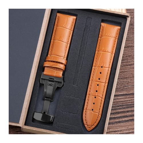 LXLAEOANG PU Leather Watch Straps with Box WatchBand 14mm 16mm 18mm 20mm 21mm 22mm 24mm Watch Bracelet Butterfly Clasp Wristband Belt(Color 2,20mm) von LXLAEOANG