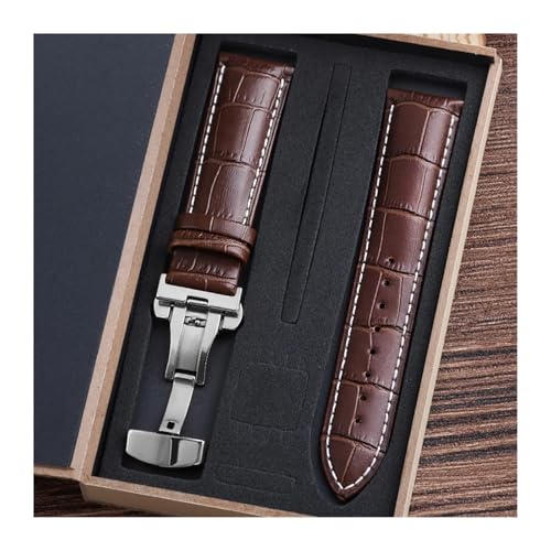 LXLAEOANG PU Leather Watch Straps with Box WatchBand 14mm 16mm 18mm 20mm 21mm 22mm 24mm Watch Bracelet Butterfly Clasp Wristband Belt(Color 5,24mm) von LXLAEOANG