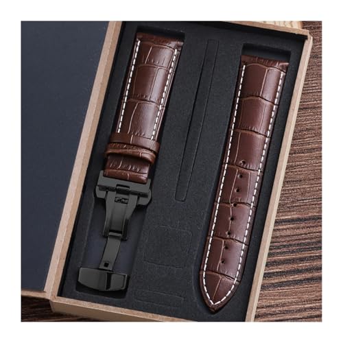 LXLAEOANG PU Leather Watch Straps with Box WatchBand 14mm 16mm 18mm 20mm 21mm 22mm 24mm Watch Bracelet Butterfly Clasp Wristband Belt(Color 6,20mm) von LXLAEOANG