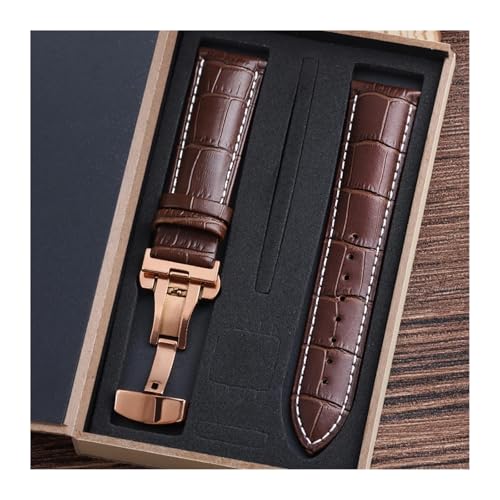 LXLAEOANG PU Leather Watch Straps with Box WatchBand 14mm 16mm 18mm 20mm 21mm 22mm 24mm Watch Bracelet Butterfly Clasp Wristband Belt(Color 8,22mm) von LXLAEOANG