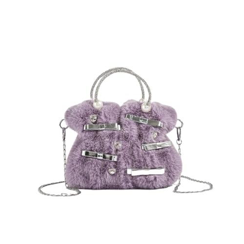 LXLAEOANG Pelz Tasche Frauen Nische Temperament Einkaufstasche Schulter Sinn Weibliche Taschen(Purple) von LXLAEOANG