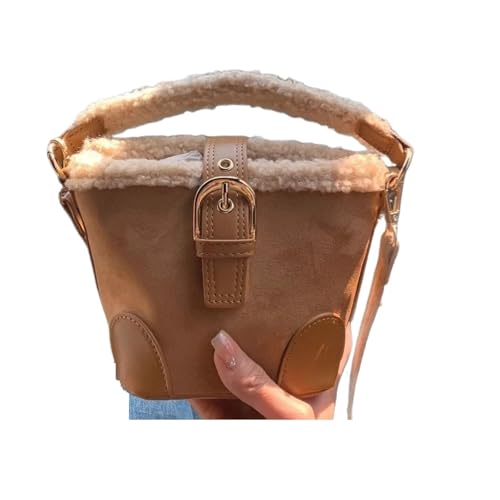 LXLAEOANG Retro Lammfell Mini Bucket Handtasche Einzelne Schulter Umhängetasche Herbst Winter Modische kleine Tasche for Damen von LXLAEOANG