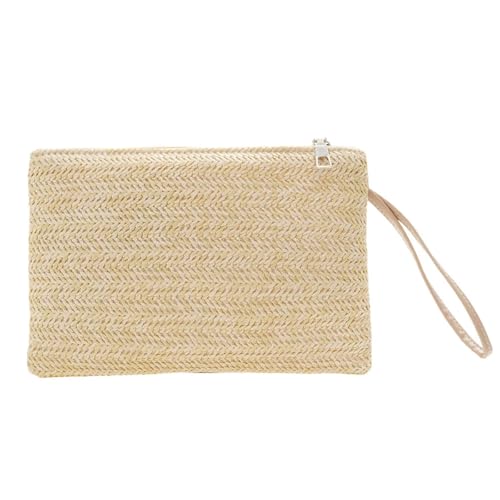 LXLAEOANG Strandtasche Clutch Lady Damen Damen Woven Clutch Wristlet Bag Sommer Strand Handtaschen Geldbörse Für den Abend, Feiertage(Beige) von LXLAEOANG