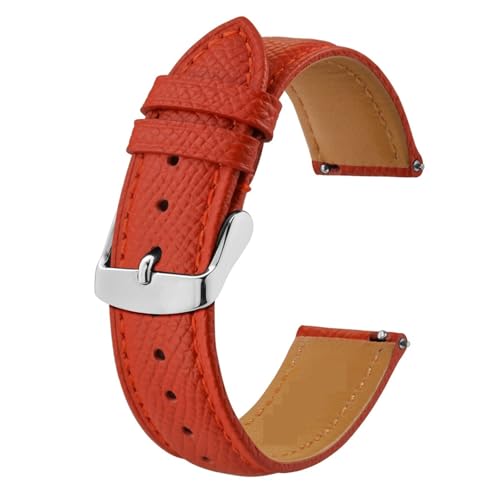 LXLAEOANG Texture Leather Watch Strap Belt for Men Women 18mm 20mm 22mm Bracelets Watchband Quick Replacement Black Silver Buckle(Red-silver,20mm) von LXLAEOANG