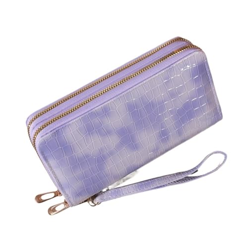 LXLAEOANG Vintage Doppellagige Clutch Portemonnaie - Retro Reißverschluss Geldbörse & Armband - Damen Accessoire mit sicherer Aufbewahrung Für den Abend, Feiertage(Purple) von LXLAEOANG