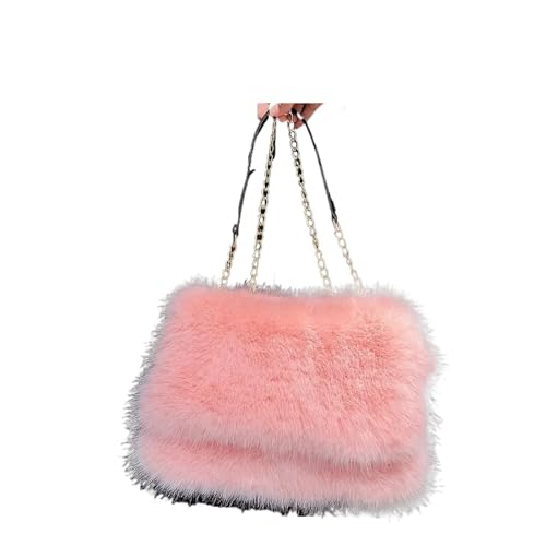 LXLAEOANG Winter Damen Helle Farbe Große Kapazität Plüsch Schultertasche Kunstpelz Unterarmtasche Pelzige Tragetasche Handtasche(Pink) von LXLAEOANG