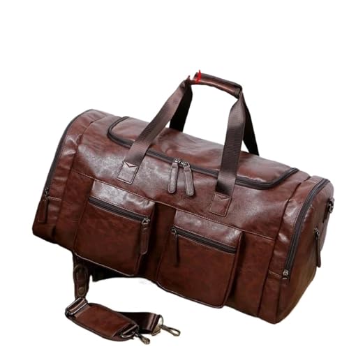 PU-Leder Reisetasche Gepäck Weekender Overnight Tote for Männer Frauen Gym Sport Crossbody Handgepäck wasserdichte Handtasche(Color 3) von LXLAEOANG
