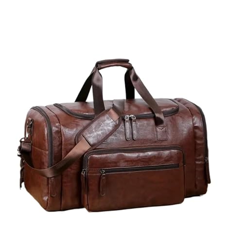 PU-Leder Reisetasche Gepäck Weekender Overnight Tote for Männer Frauen Gym Sport Crossbody Handgepäck wasserdichte Handtasche(Color 5) von LXLAEOANG