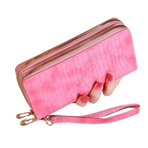 Schicke Vintage-Clutch mit zwei Schichten – Münzbörse mit Reißverschluss und Armband im Retro-Stil – modisches Damen-Accessoire mit sicherer Aufbewahrung Für den Abend, Feiertage(Dark Pink) von LXLAEOANG