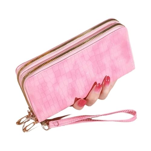 Schicke Vintage-Clutch mit zwei Schichten – Münzbörse mit Reißverschluss und Armband im Retro-Stil – modisches Damen-Accessoire mit sicherer Aufbewahrung Für den Abend, Feiertage(Pink) von LXLAEOANG