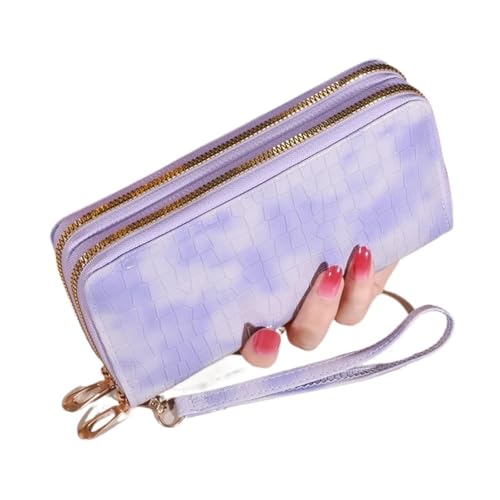 Schicke Vintage-Clutch mit zwei Schichten – Münzbörse mit Reißverschluss und Armband im Retro-Stil – modisches Damen-Accessoire mit sicherer Aufbewahrung Für den Abend, Feiertage(Purple) von LXLAEOANG
